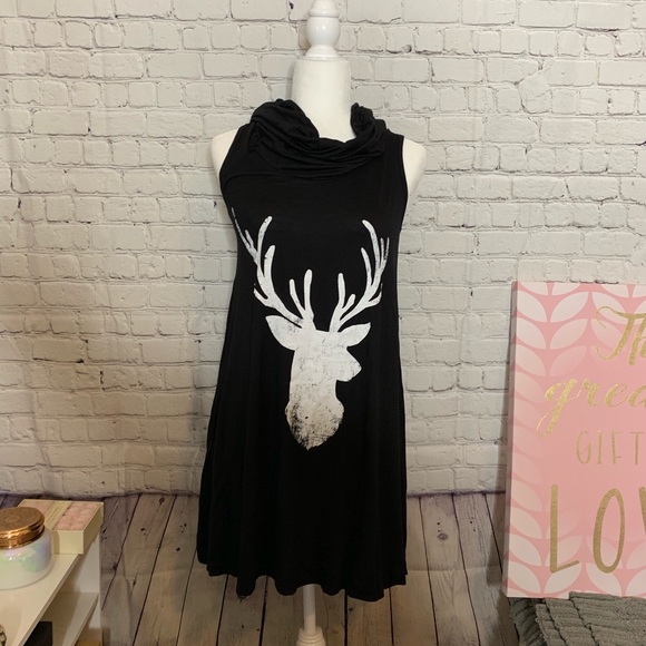 [Sleeveless Cowl] Neck Dress Deer w Antlers - Picture 3 of 4